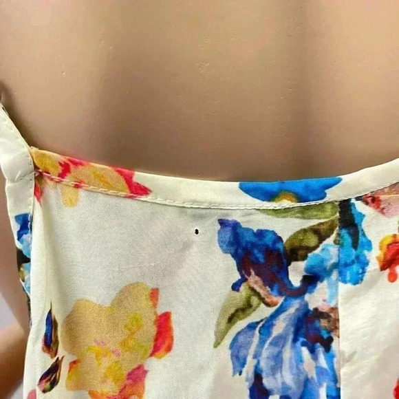 Slip Dress Tolani XL Spaghetti Strap Shift Floral Satin Above Knee Cupro Y2K Fai - Picture 7 of 11